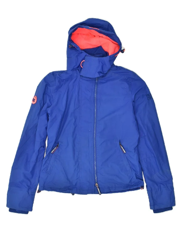 SUPERDRY Womens Windcheater Hooded Windbreaker Jacket UK 10 Small Blue