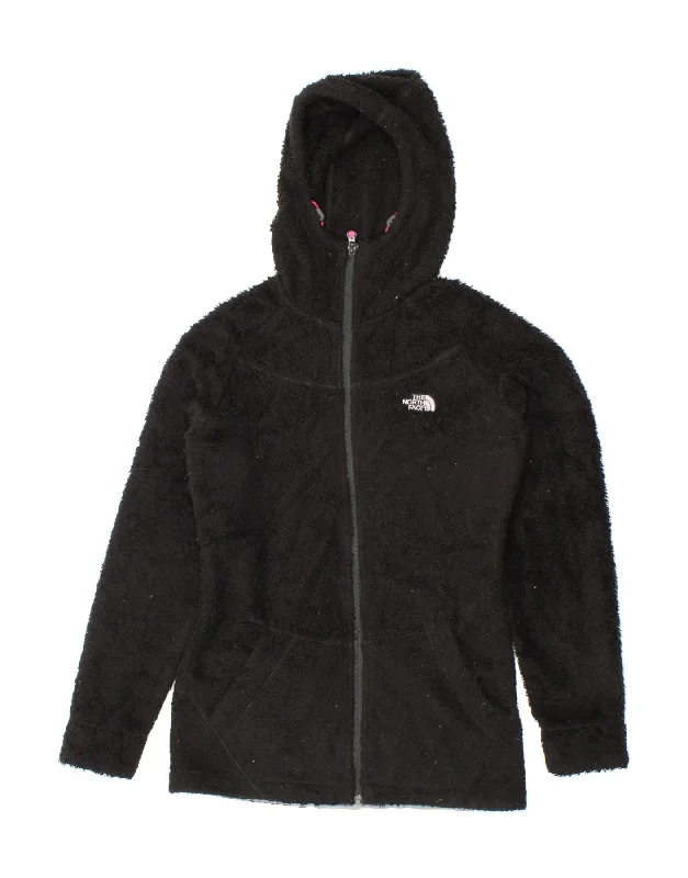 THE NORTH FACE Womens Hooded Fleece Jacket UK 10 Small Black Polyester