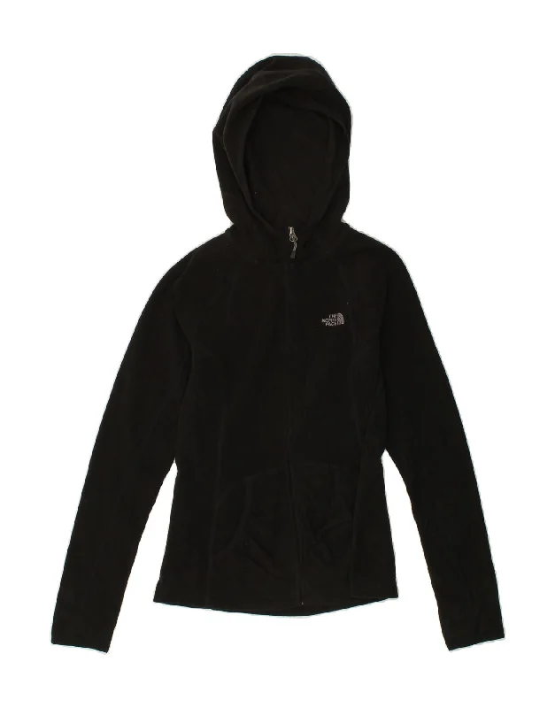 THE NORTH FACE Womens Hooded Fleece Jacket UK 10 Small Black Polyester