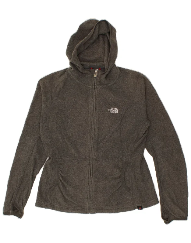 THE NORTH FACE Womens Hooded Fleece Jacket UK 10 Small Grey Polyester