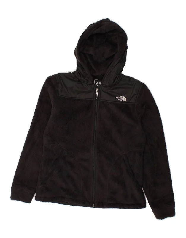 THE NORTH FACE Womens Hooded Fleece Jacket UK 14 Medium Black Polyester