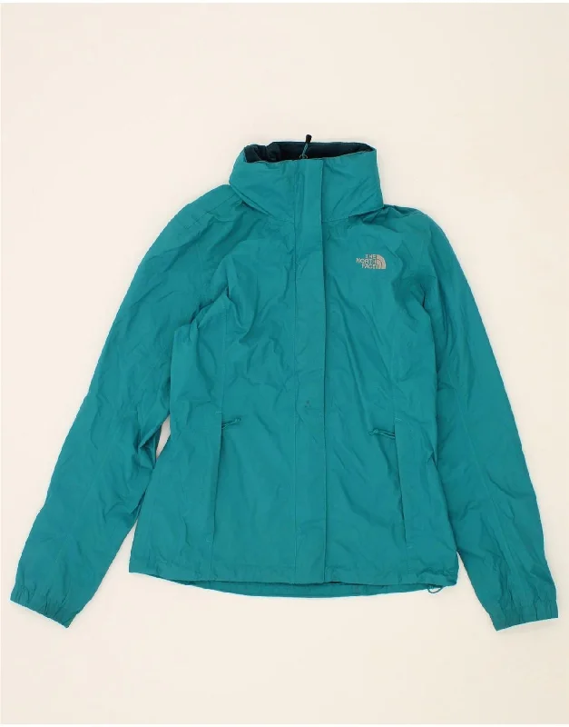 THE NORTH FACE Womens Hooded Rain Jacket UK 10 Small Turquoise Nylon