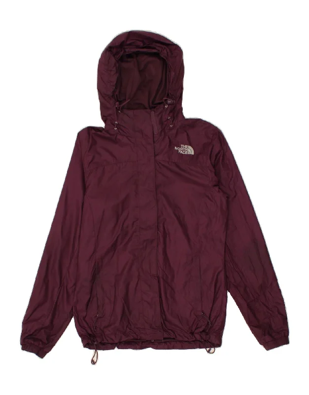 THE NORTH FACE Womens Hooded Rain Jacket XS 6 XS Maroon Polyester