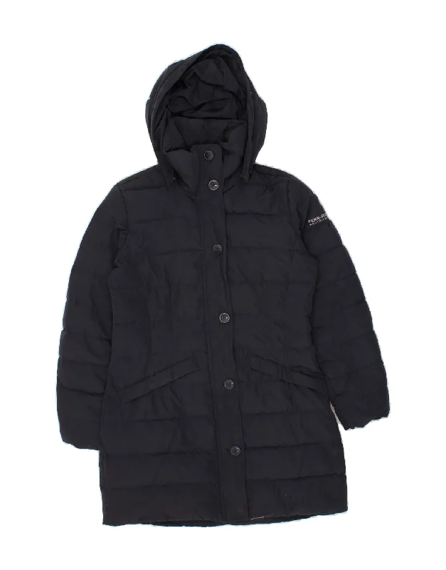 WOOLRICH Womens Penn-Rich Hooded Padded Coat UK 10 Small Navy Blue