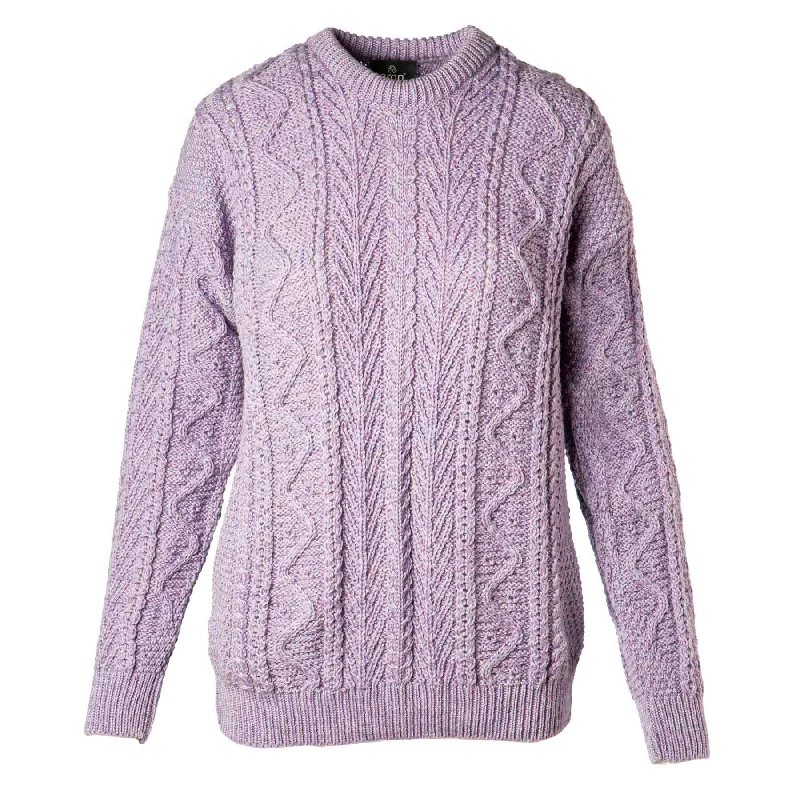 Aran Knit Patterned Crewneck- Lilac