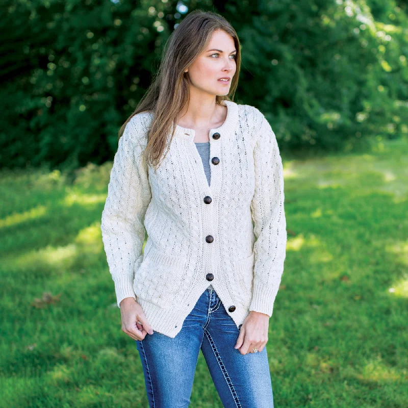 Classic Women's Aran Wool Cardigan