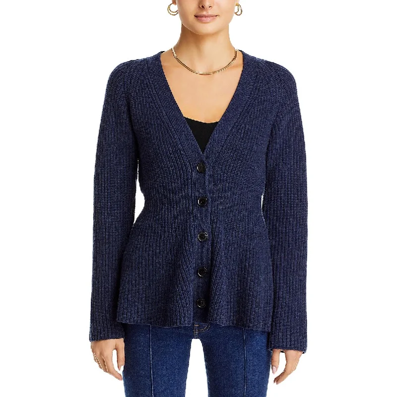 Derek Lam 10 Crosby Womens Amalia Open Front Ribbed Cardigan Sweater