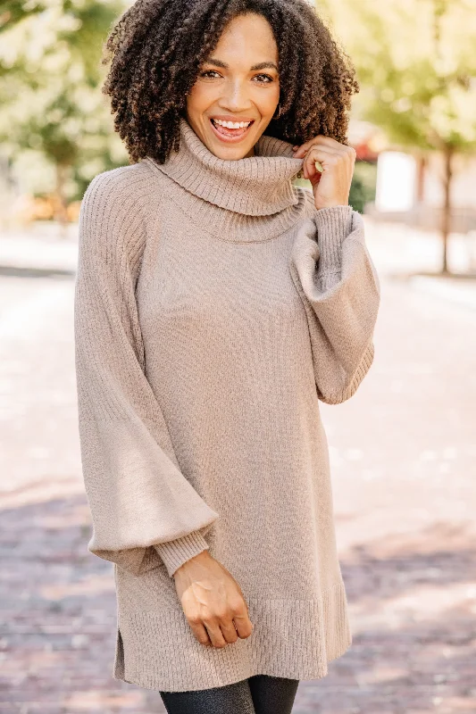 Everyday Love Taupe Brown Tunic Sweater