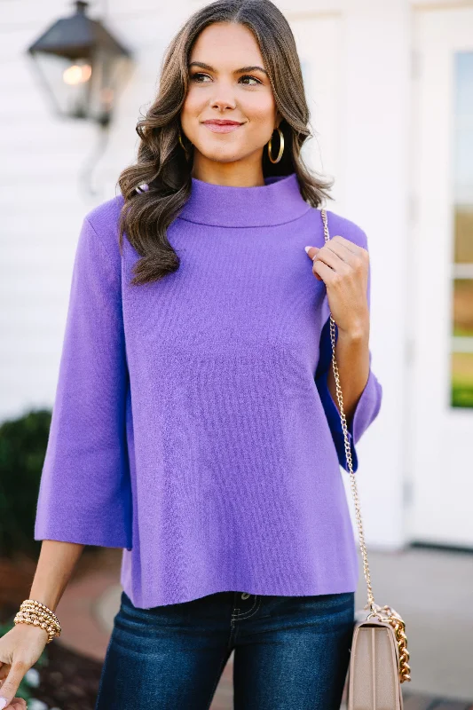 Fate: Feeling Fine Royal Purple Mock Neck Sweater