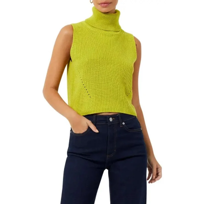 French Connection Womens Mozart Pointelle Crop Turtleneck Sweater