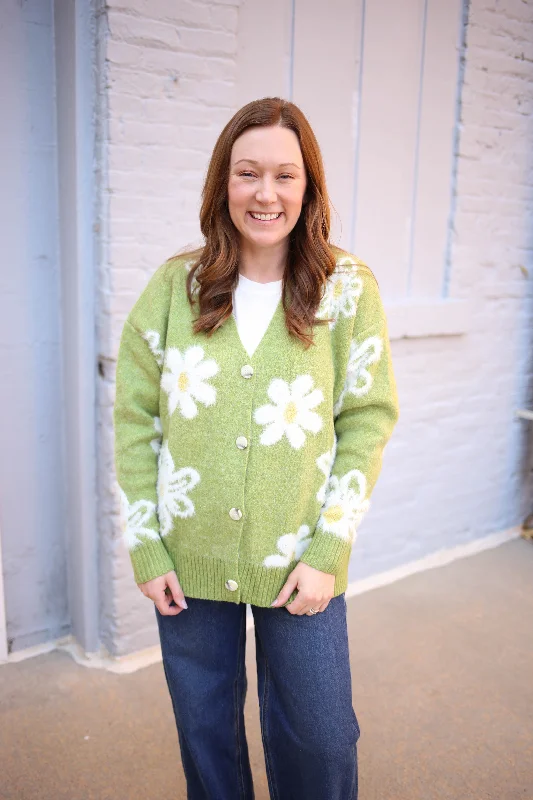 Green Floral Print Cardigan | Boutique Elise | Gracie