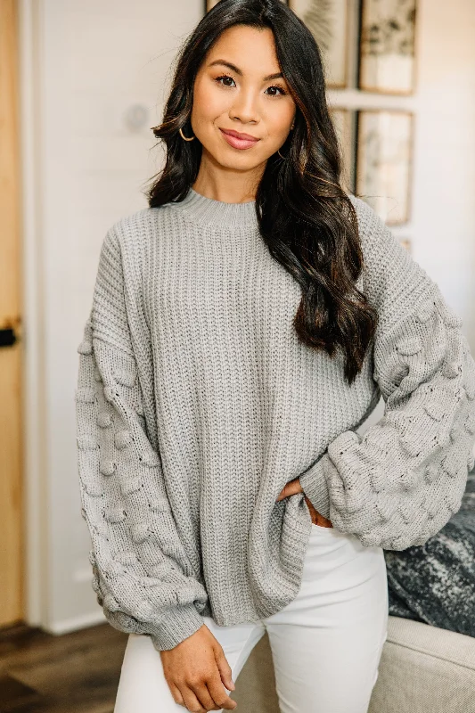 Ins and Outs of Love Gray Chunky Knit Sweater