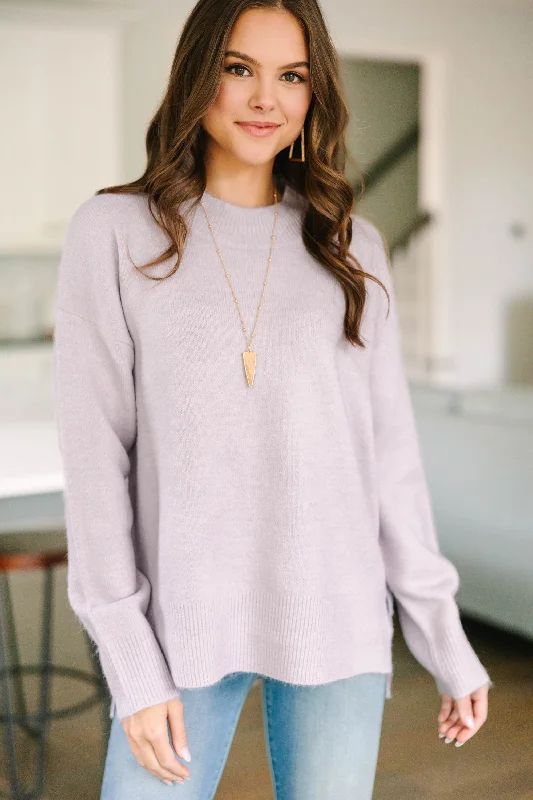 It Can Happen Lilac Purple Side Slit Sweater