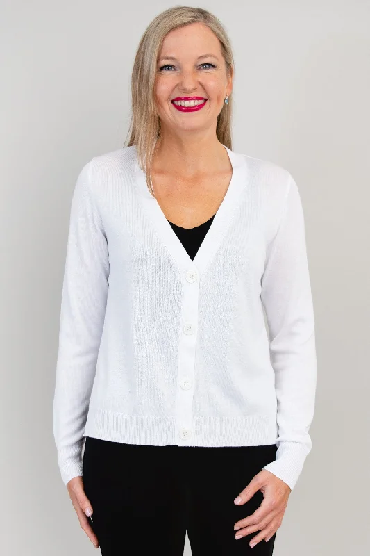 Jessica Sweater, White, Bamboo Cotton