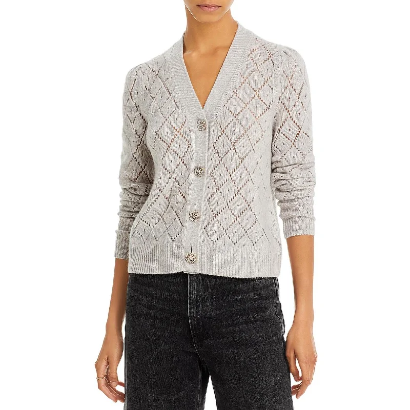 Private Label Womens Ribbed Trim Knit Cardigan Sweater