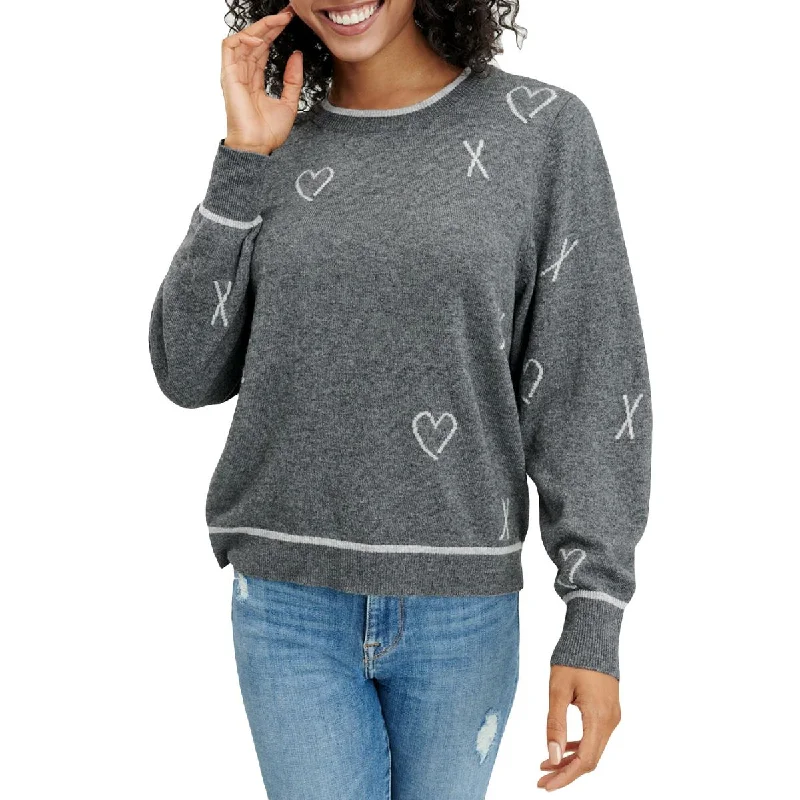 Splendid Womens Ribbed Trim Printed Crewneck Sweater