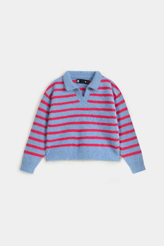 Stripped Polo Sweater