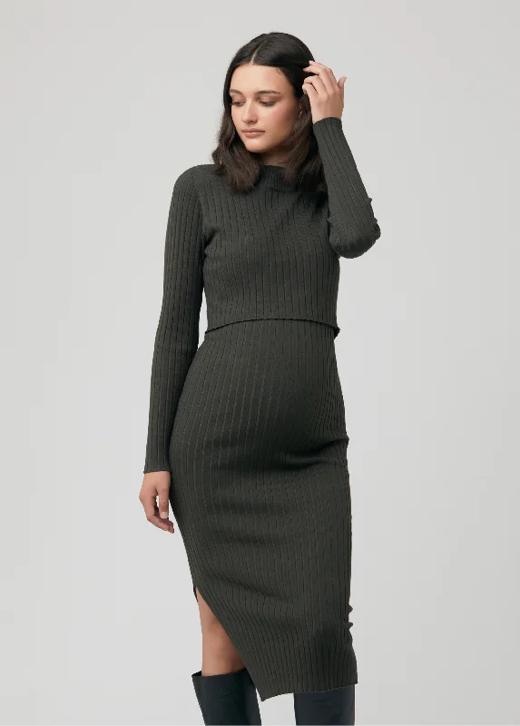 Ripe Maternity Nella Rib Nursing Sweater Dress