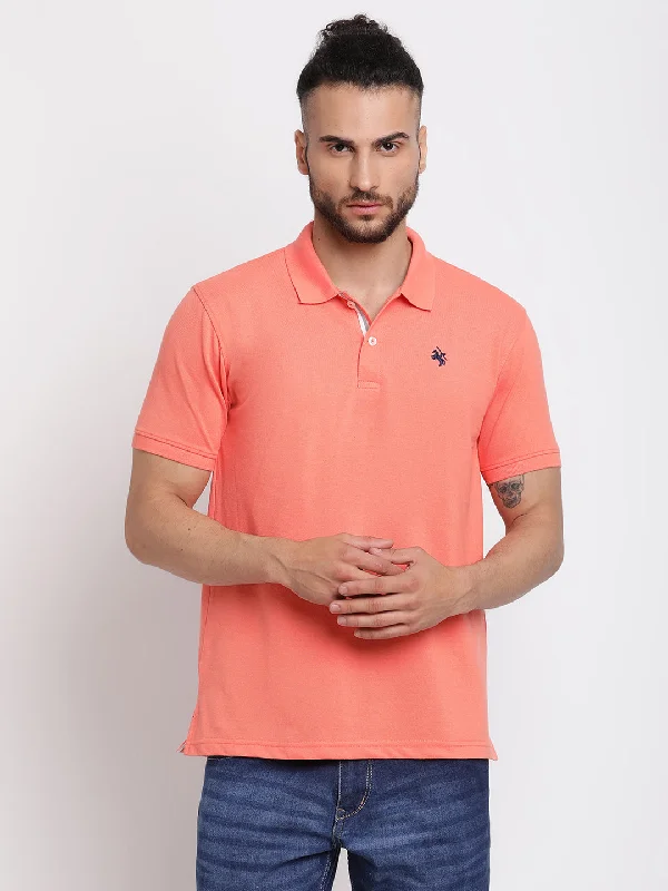 Men's Coral  Polo neck Half Sleeve T-Shirt