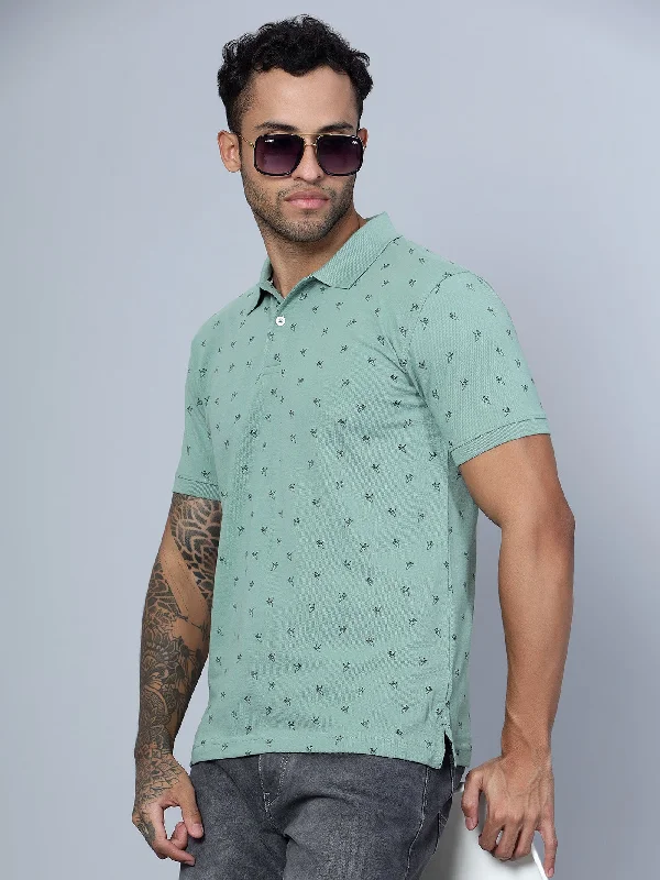 Men Polo Neck Green T-Shirt