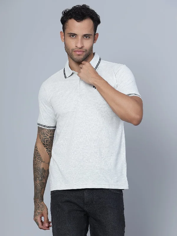 Men Polo Neck Grey T-Shirt