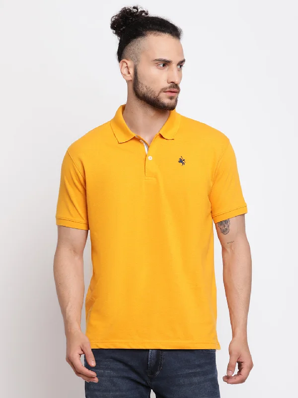 Men's Mustard  Polo neck Half Sleeve T-Shirt