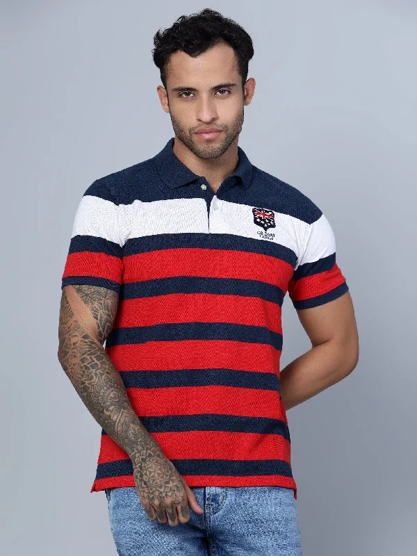 Men Polo Neck Navy Blue T-Shirt