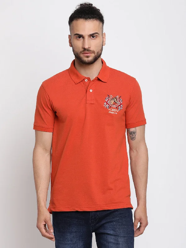 Men's Rust  Polo neck Half Sleeve T-Shirt