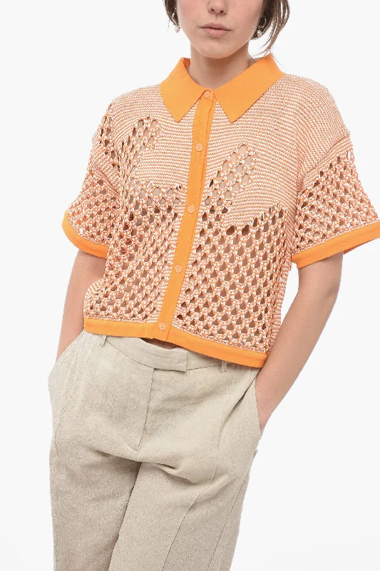 PH5 Polo Neck Short Sleeve Perforated Sweater