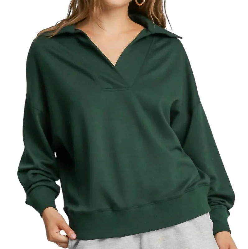 Buttery Soft Long Sleeve Pullover In Evergreen