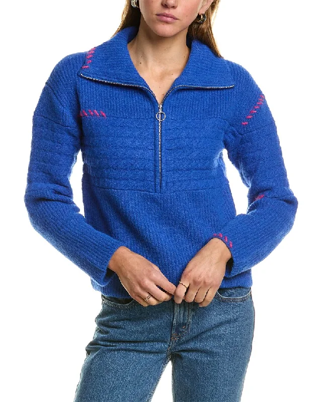 Central Park West Livi Wool-Blend 1/2-Zip Pullover