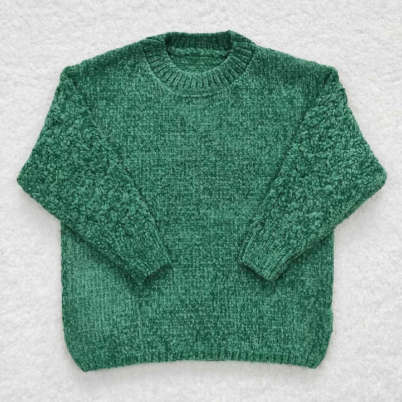 Girl toddler green knitted pullover sweater