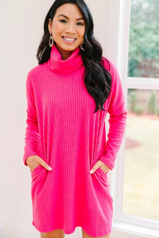 Just Imagine It Fuchsia Pink Sweater Dress