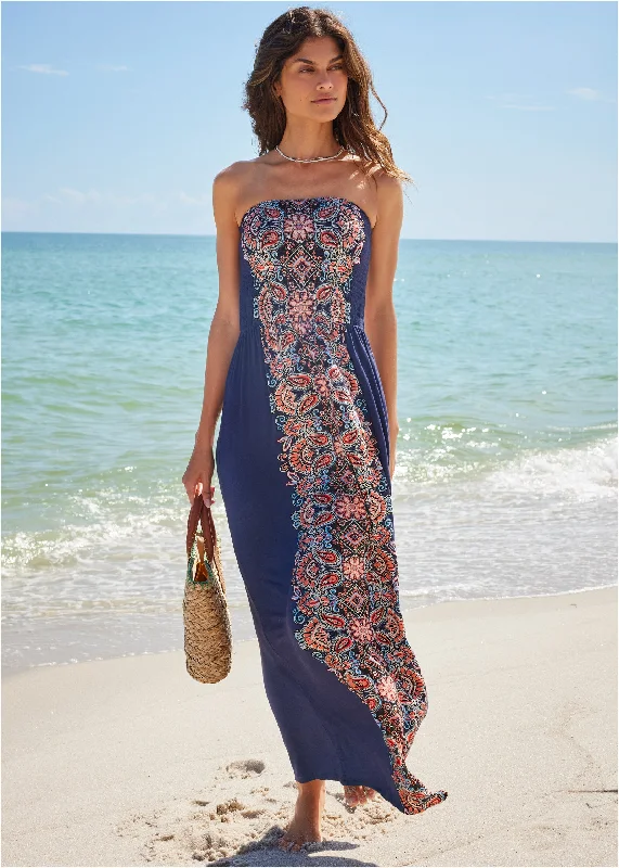 Convertible Maxi Dress - Lavender Paisley Swirl