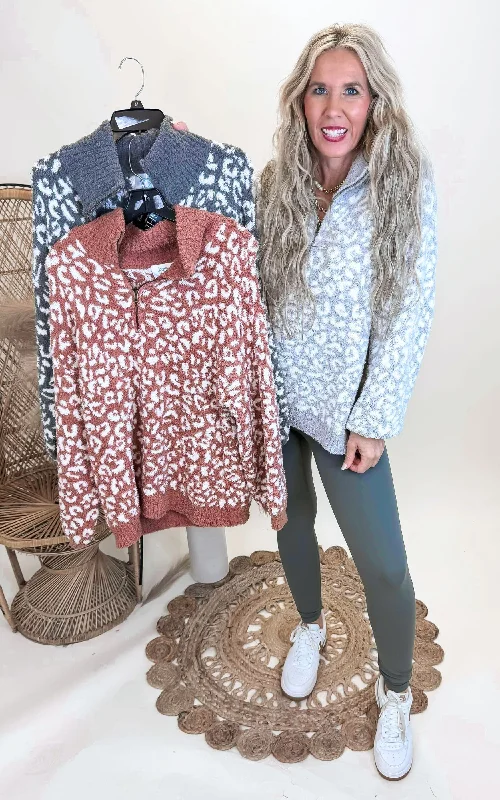 Cheetah 1/2 Mock Neck Dreamer Pullover | Salty Wave**DEAL-COUPON EXCLUDED