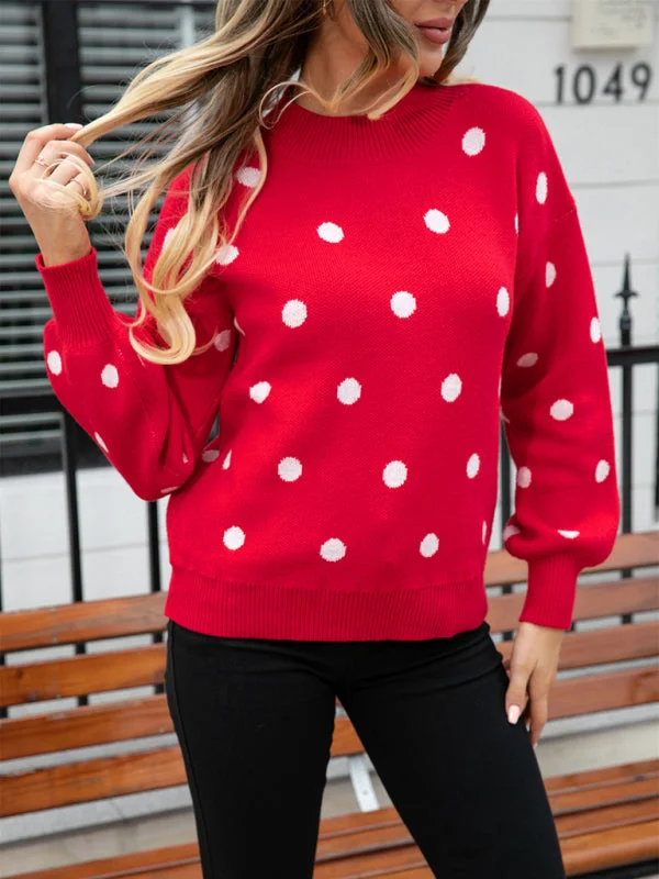 Women's Fashion Knit Polka Dot Pullover