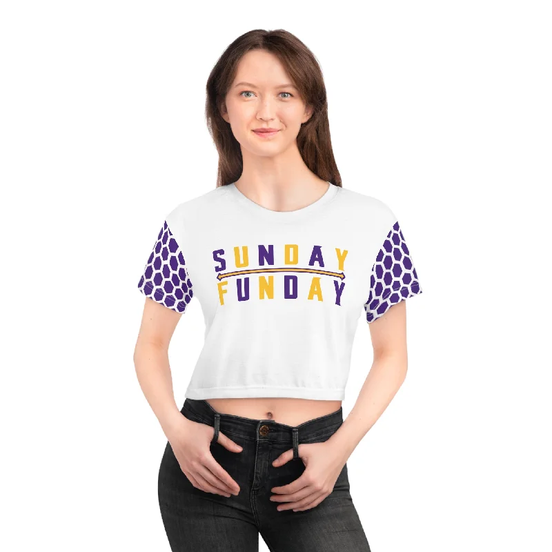 Crop Tee - White/Purple Hex - Sunday FUNday