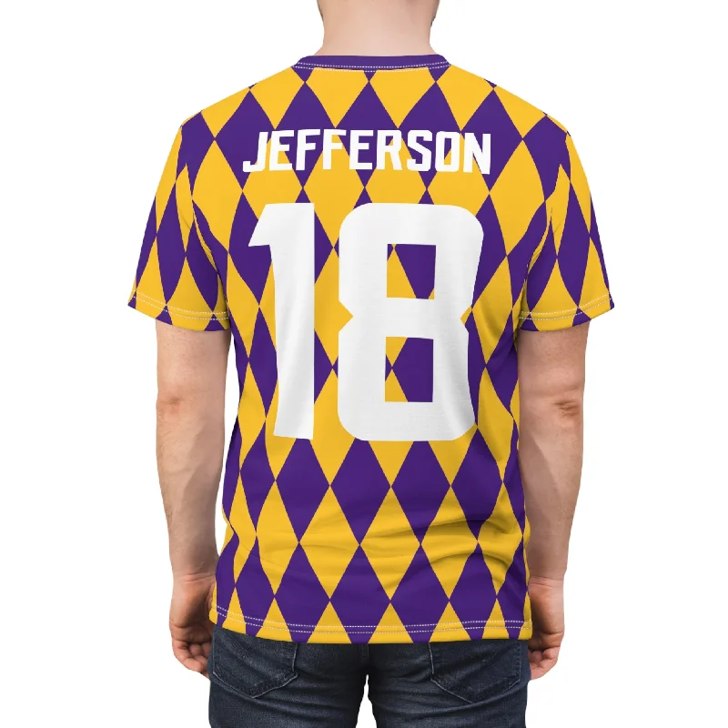 Unisex Cut & Sew Tee - Purple/Gold Diamonds - Jersey #18