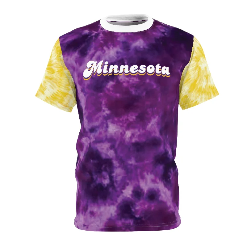 Unisex Cut & Sew Tee - Purple/Gold Tie-Dye - Minnesota (Retro)