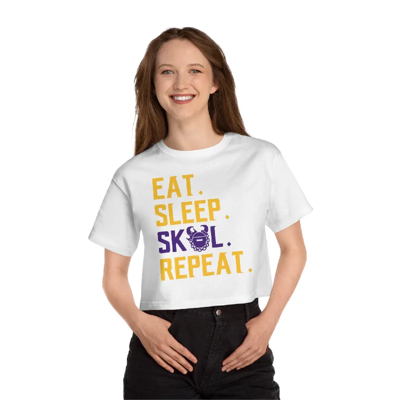 Women's Champion Heritage Cropped Top - Eat. Sleep. Repeat.