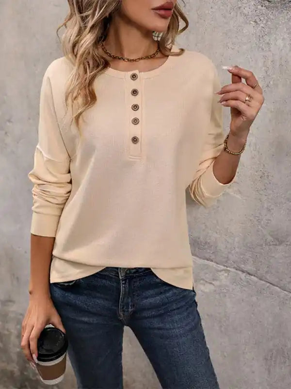 Women’s New Long Sleeve Solid Color Knitted Tops