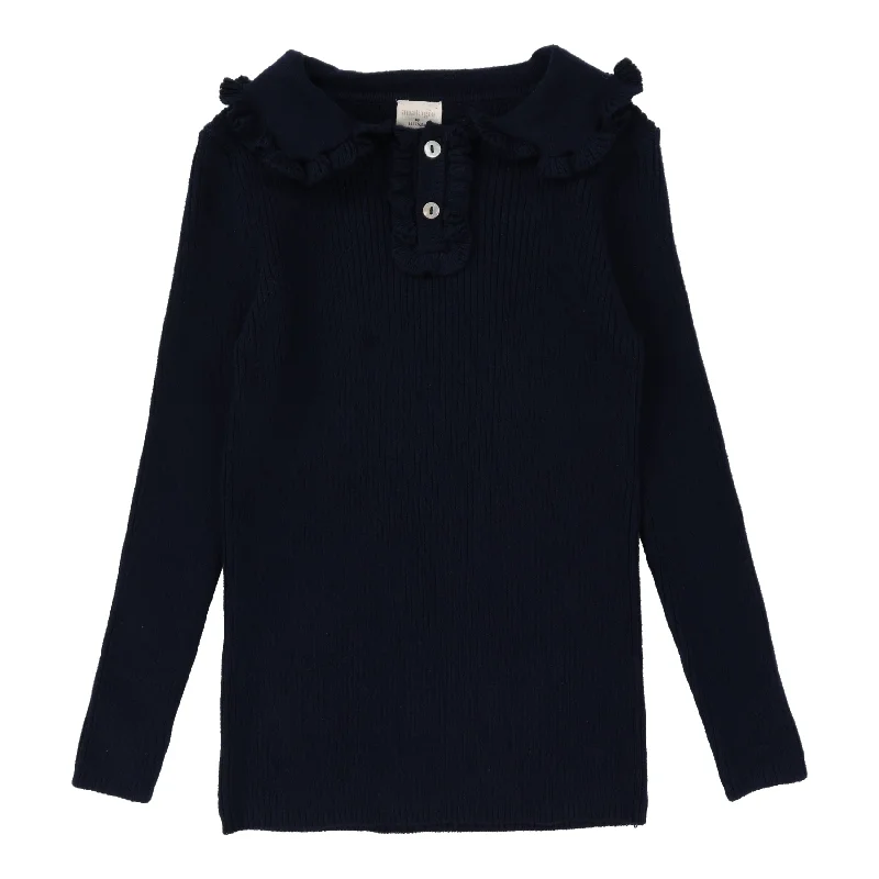 Analogie By Lil Legs Girls Knit Polo Navy