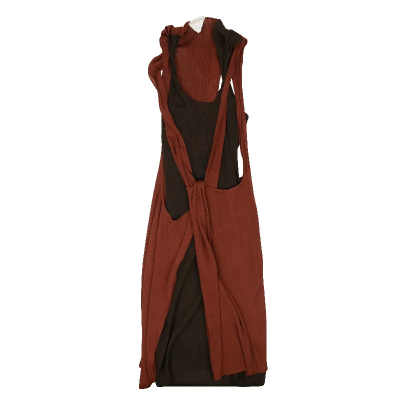 BOTTEGA VENETA Rust & Brown Deconstructed Sweater Dress