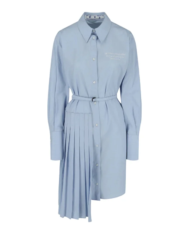 Off-White Womens Plisse Shirt Dress