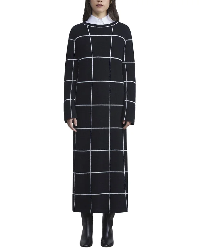 Lafayette 148 New York Tile Grid Intarsia Knit Cashmere Dress