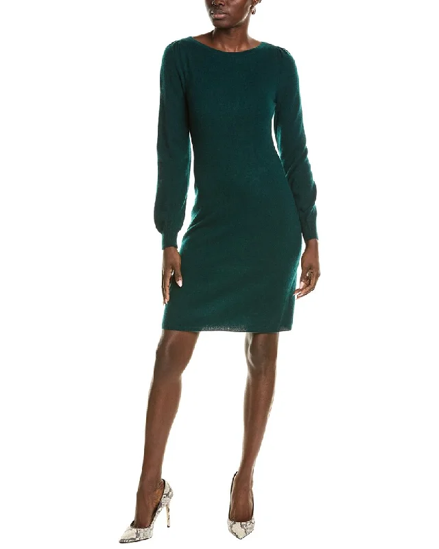 Sofiacashmere Jersey Femme Sleeve Boat Neck Cashmere Sweaterdress