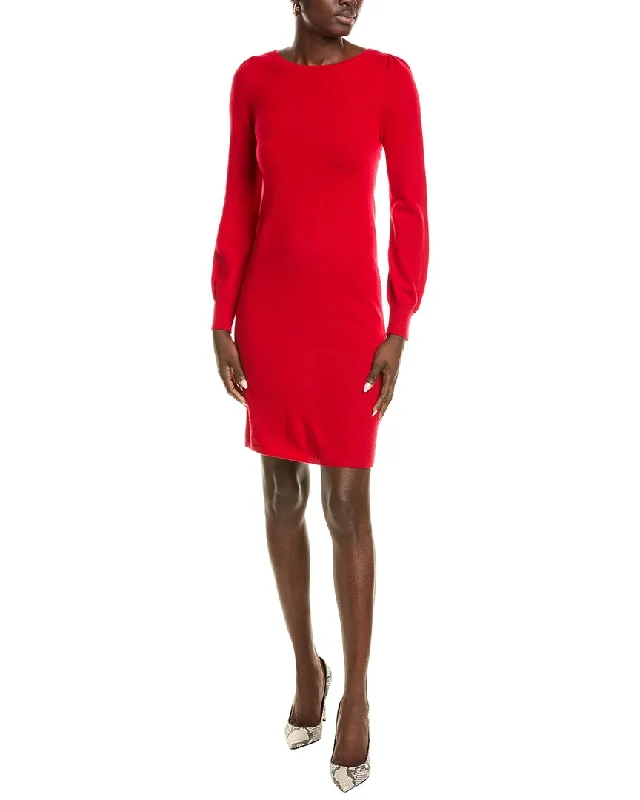 Sofiacashmere Jersey Femme Sleeve Boat Neck Cashmere Sweaterdress