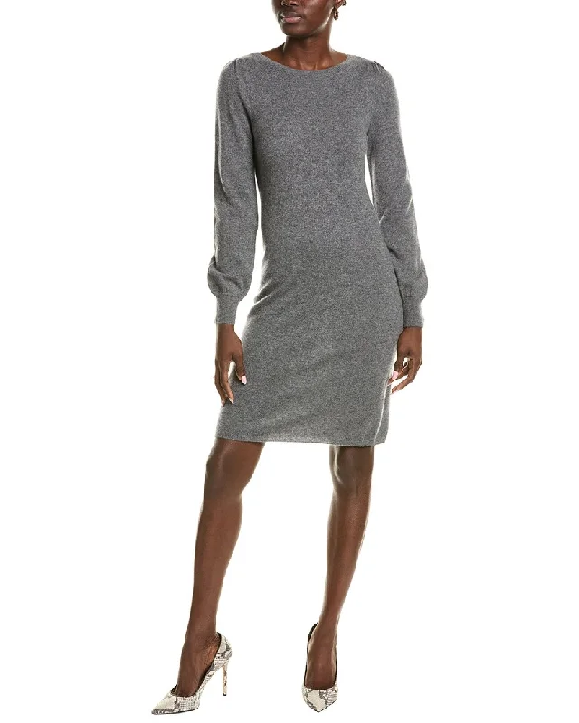 Sofiacashmere Jersey Femme Sleeve Boat Neck Cashmere Sweaterdress