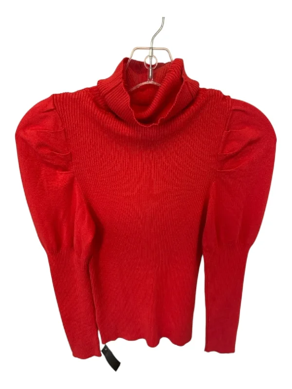 By Anthropologie Size M Red Viscose Turtleneck Ribbed Long Sleeve Sweater