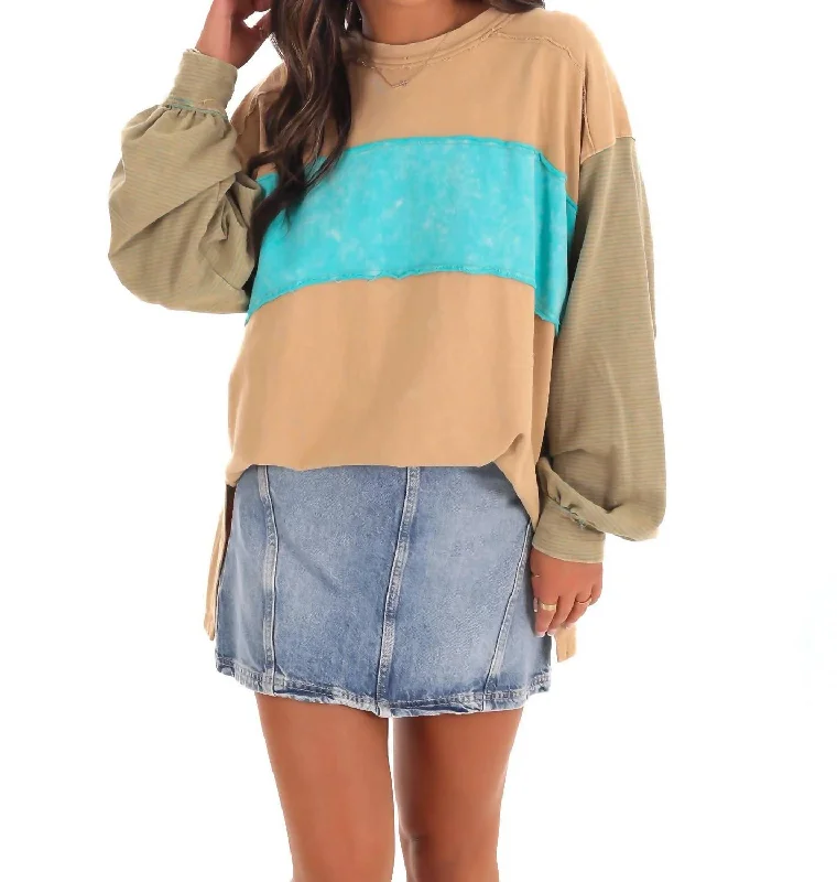 Carefree Moments Pullover Sweater In Light Camel